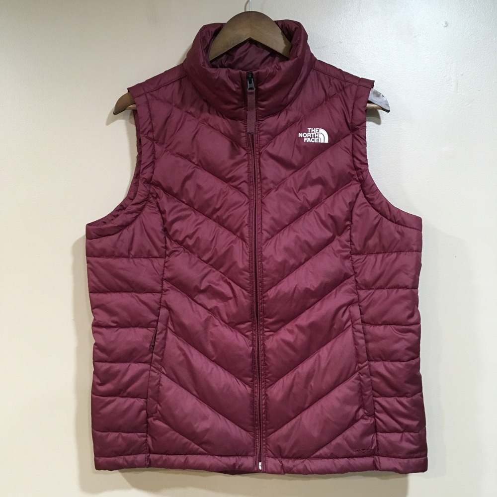 The North Face 550 Down Puffer Vest Womens L Burgundy Red Outdoor Hike Insulated